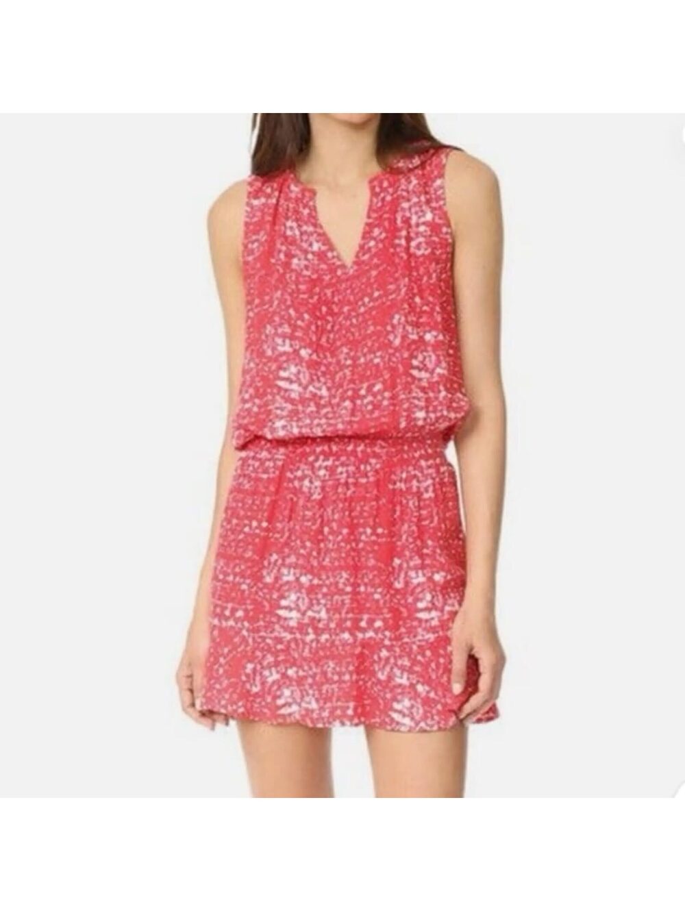 Soft Joie Red Printed Sleeveless Blouson Dress, Size XS, Casual Summer Style